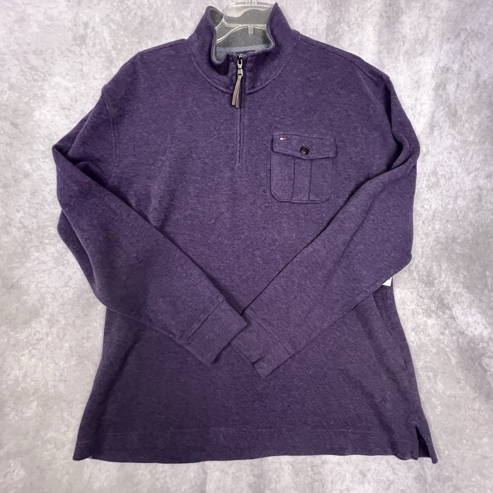 Tommy Hilfiger Sweater 1/4 Zip Men's Size XXL Dark Grape Heat 100% Cotton NWT